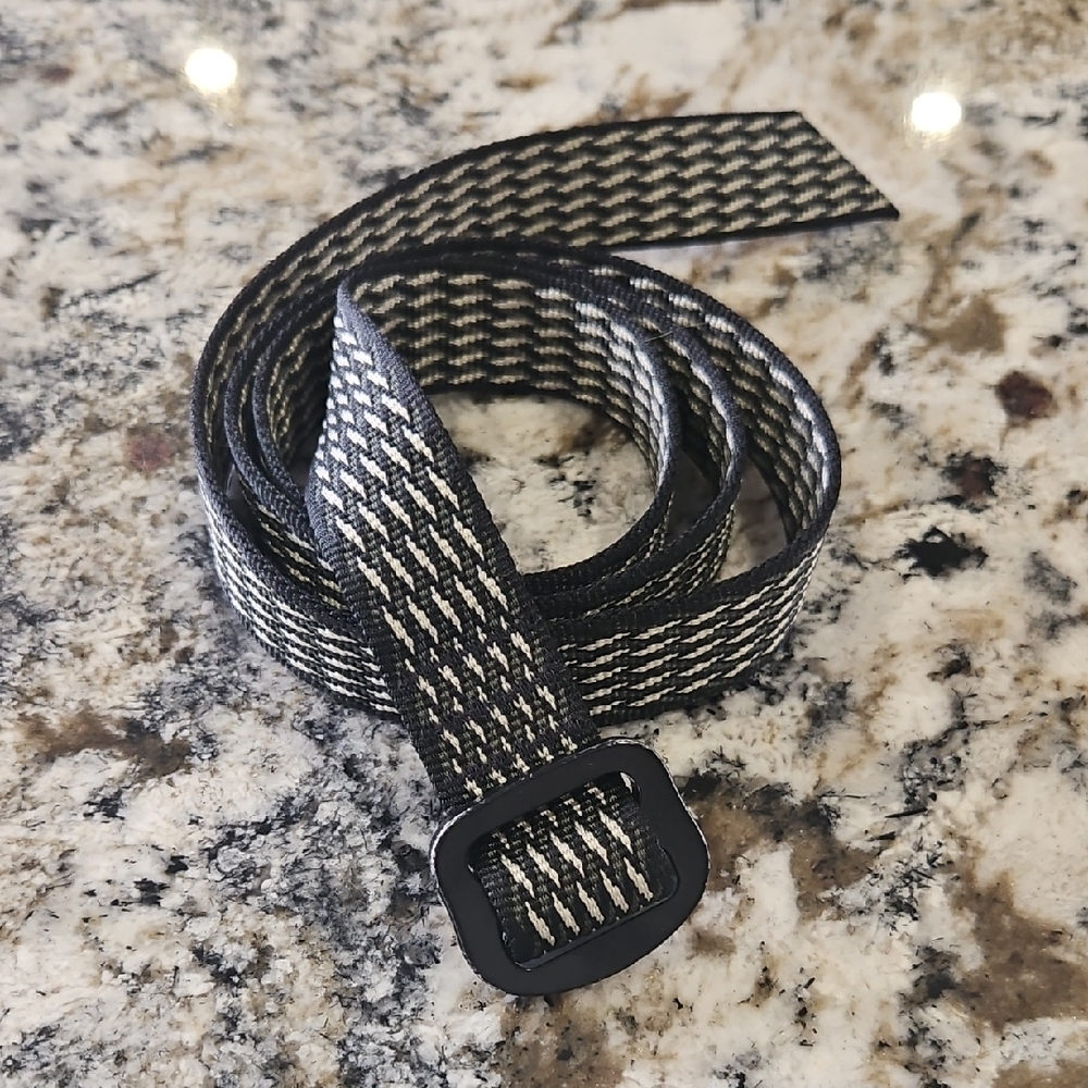 Men's Black and White Patterned Web Belt